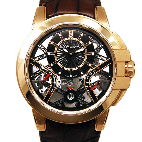 ハリーウィンストン　HARRY WINSTON　オーシャン　バイレトログラード　オートマティック　OCEABI42RR001　18KRG　42mm　革ベルト　USED　中古