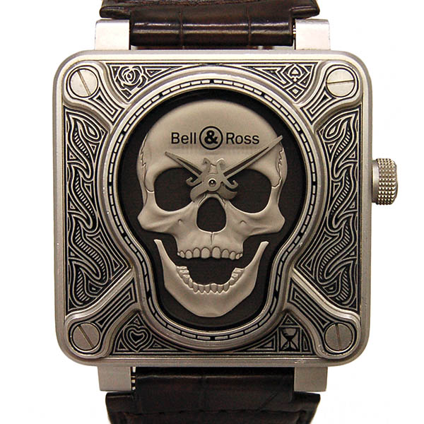ベル＆ロス　BELL＆ROSS　BR01-92　バーニングスカル　BR01-92-SKULL-BURN　世界500本限定　革ベルト　USED　中古