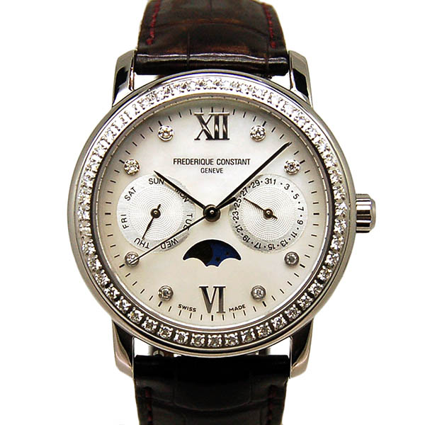 フレデリック・コンスタント　FREDERIQUE CONSTANT　ランナバウト　FC-360X2P5D　ダイヤベゼル　ムーンフェイズ　35mm　USED　中古