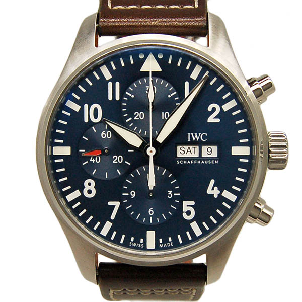 IWC　パイロットウォッチ　クロノグラフ　プティ・プランス　IW377714　デイデイト　SS　ブルー　43mm　自動巻　USED　中古
