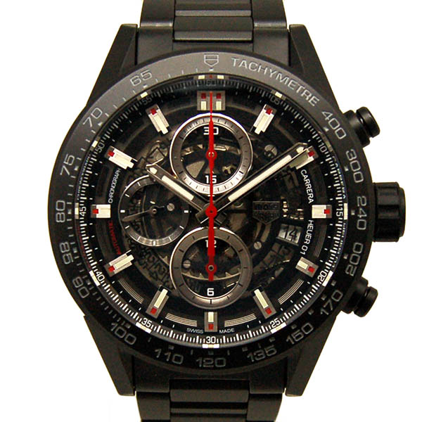 タグホイヤー　TAG HEUER　カレラ　クロノグラフ　キャリバー　ホイヤー01　ブラックセラミック　CAR2090.BH0729　43mm　USED　中古