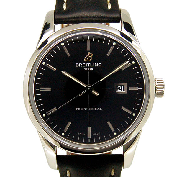 ブライトリング　BREITLING　トランスオーシャン　A036B91KBD　ブラック　SS　43mm　革ベルト　自動巻　USED　中古