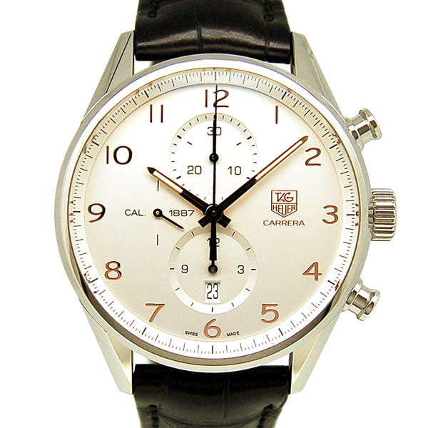 タグホイヤー　TAG HEUER　カレラ　クロノグラフ　キャリバー1887　CAR2012.FC6236　SS　シルバー　43mm　金針　革ベルト　USED　中古