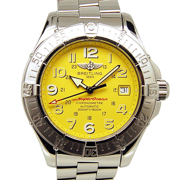 ブライトリング　BREITLING　スーパーオーシャン　A183I14PRS(A17360)　自動巻き　イエロー　SS　42mm　USED　中古