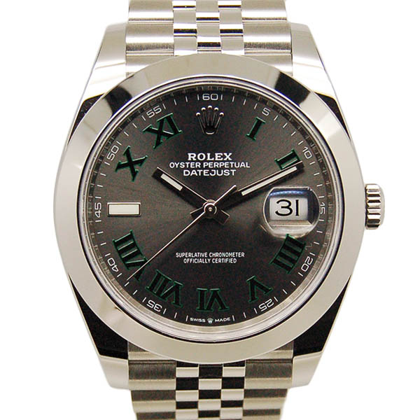 ロレックス　ROLEX　デイトジャスト41　126300　メンズ　グレー/グリーンローマ　国内正規　未使用品