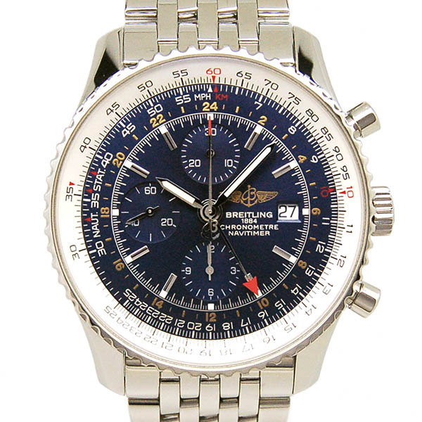 ブライトリング　BREITLING　ナビタイマーワールド　A242C51NP　GMT　自動巻き　ブルー　45mm　USED　中古
