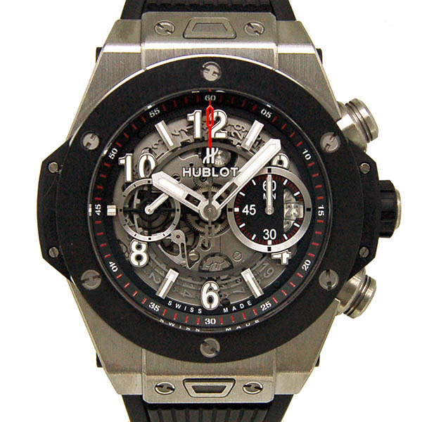 ウブロ　HUBLOT　ビッグバン　ウニコ　チタニウム　セラミック　411.NM.1170.RX　ラバーベルト　USED　中古