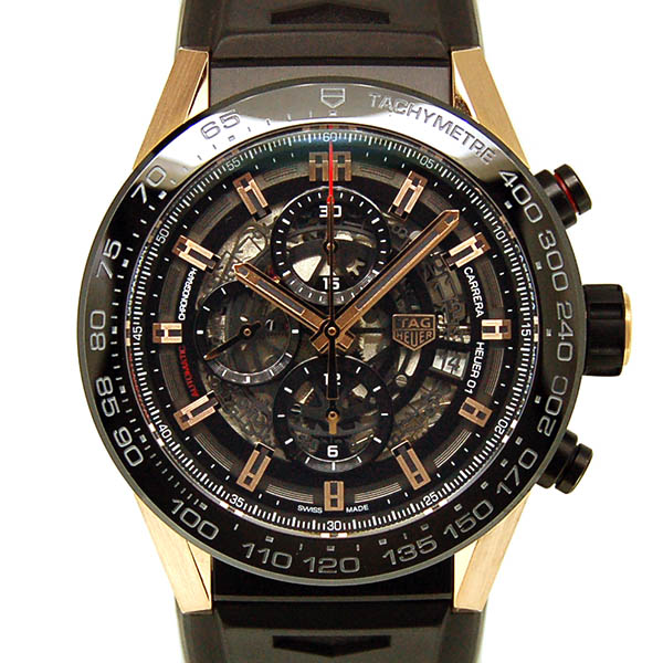 タグホイヤー　TAG HEUER　カレラ　クロノグラフ　キャリバー　ホイヤー01　CAR2A5A.FT6044　ブラック　ラバー　USED　中古