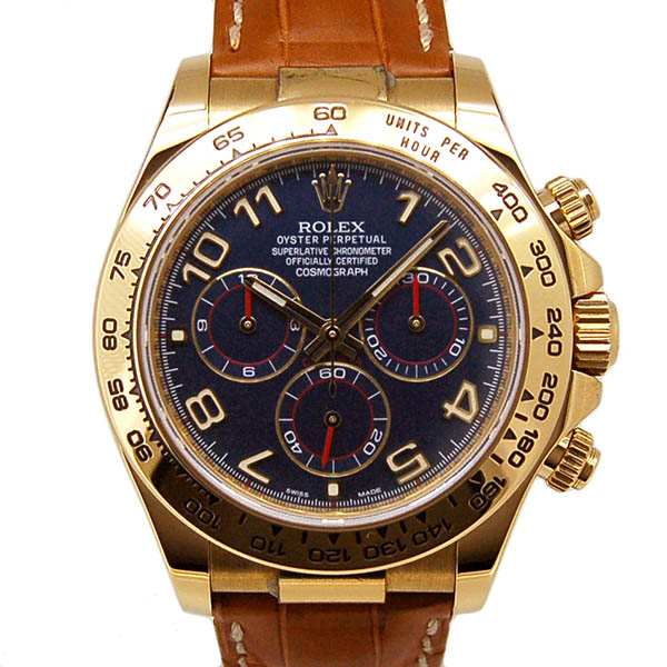 ロレックス　ROLEX　デイトナ　Ref.116518　18KYG　ブルー　自動巻　革ベルト　ランダム番　USED　中古