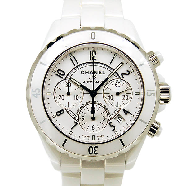 シャネル　CHANEL　J12　クロノグラフ　H1007　ホワイトセラミック　メンズ　41mm　USED　中古