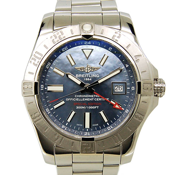 ブライトリング　BREITLING　アベンジャー2 GMT ブルーMOP　A329CMPPSS A32390　日本限定　43mm　SS　USED　中古
