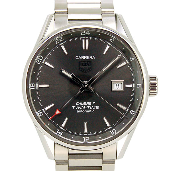 タグホイヤー　TAG HEUER　カレラ　ツインタイム　WAR2012.BA0723　キャリバー7　SS　グレー　USED　中古