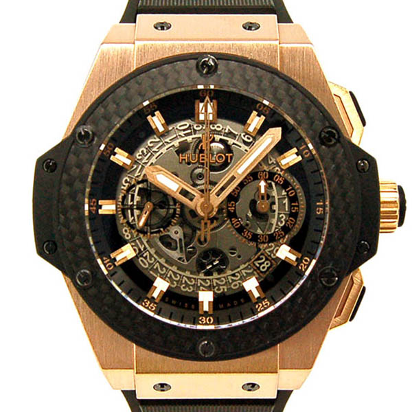 ウブロ　HUBLOT　キングパワー　ウニコ　キングゴールドカーボン　701.OQ.0180.RX　48mm　ブラック　USED　中古