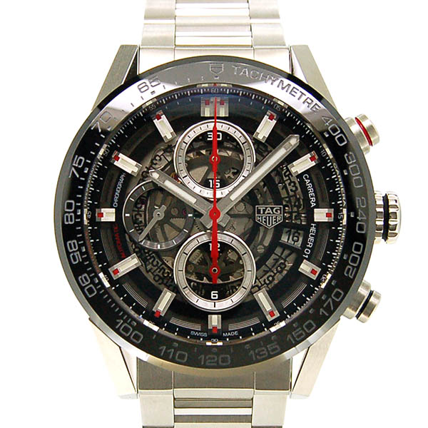タグホイヤー　TAG HEUER　カレラ　キャリバーホイヤー01　CAR201V.BA0714　43mm　ブラック　USED　中古