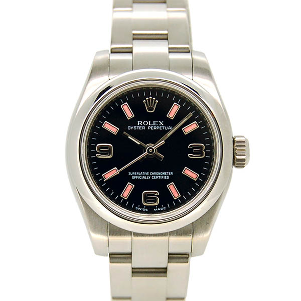 ロレックス　ROLEX　オイスターパーペチュアル　Ref.176200　 ピンクバー/369　ブラック　レディース　自動巻　26mm　M番ルーレット　USED　中古