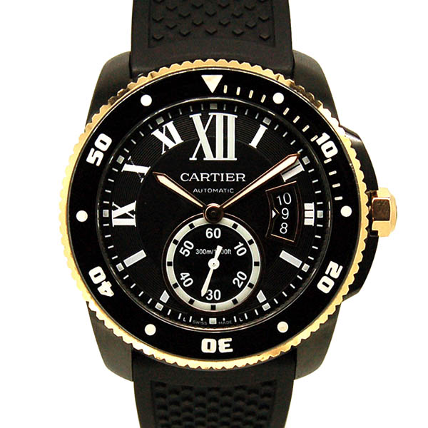 カルティエ　CARTIER　カリブル ドゥ カルティエ ダイバー　W2CA0004　18KPG/DLC加工　ラバー　42mm　USED　中古