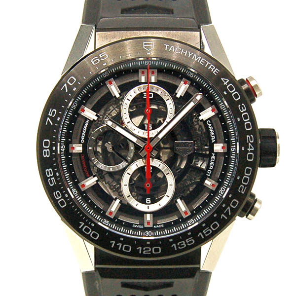 タグホイヤー　TAG HEUER　カレラ　キャリバー　ホイヤー01　ブラック　ラバー　CAR2A1Z.FT6044　45mm　USED　中古