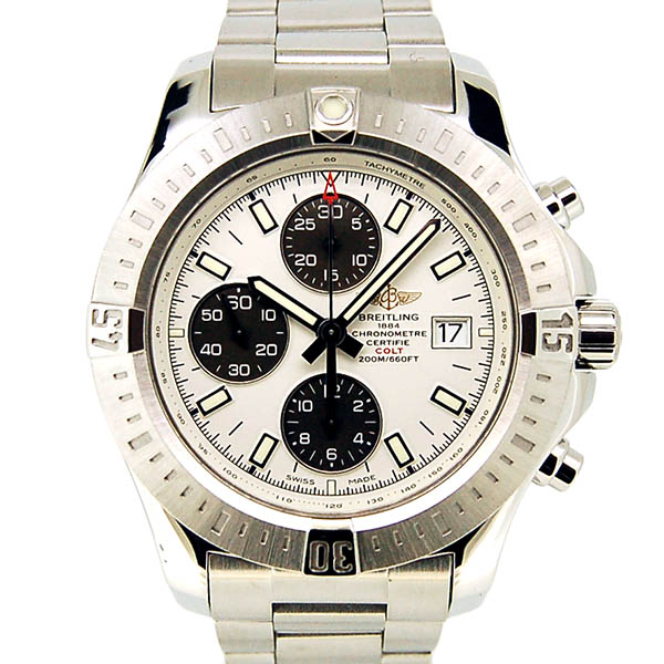 ブライトリング　BREITLING　コルト　クロノグラフ　A181G04PCS　SS　ホワイト　44mm　USED　中古