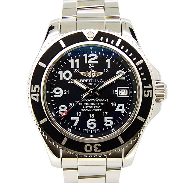 ブライトリング　BREITLING　スーパーオーシャン2　42　A182B67PSS　ブラック　SS　USED　中古