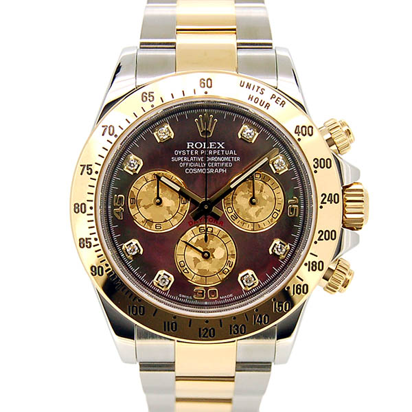 ロレックス　ROLEX　デイトナ　Ref.116523NG　18KYG×SS　ブラックシェル　8Pダイヤ　自動巻　40mm　ランダム番　USED　中古