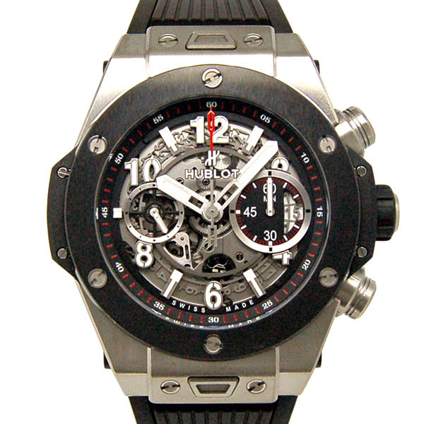 ウブロ　HUBLOT　ビッグバン　ウニコ　チタニウム　セラミック　411.NM.1170.RX　ラバーベルト　USED　中古