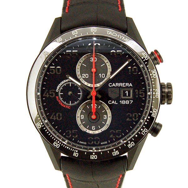 タグホイヤー　TAG HEUER　カレラ1887　クロノグラフ　レーシング　CAR2A80.FC6237　チタン　PVD　革ベルト　43mm　USED　中古