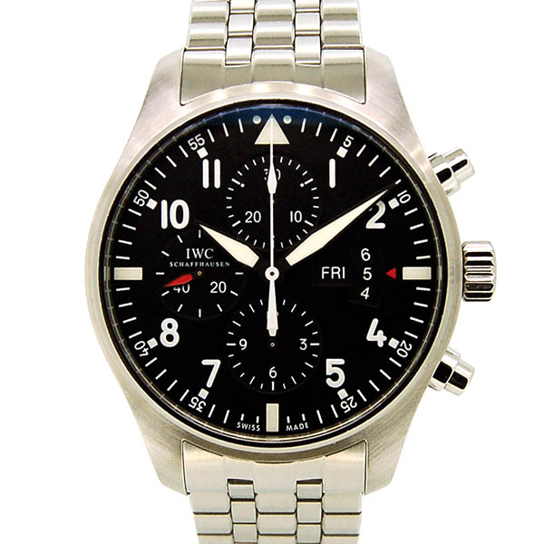 IWC　パイロットウォッチ　クロノグラフ　IW377704　デイデイト　ブラック　USED　中古