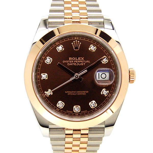 ロレックス　ROLEX　デイトジャスト41　126301G　メンズ　ブラウン　10Pダイヤ　国内正規品　未使用品