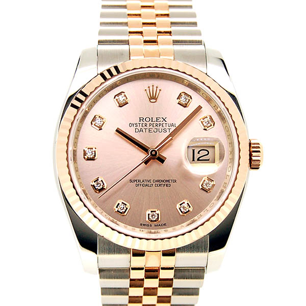 ロレックス　ROLEX　デイトジャスト　116231G　ピンク　10Pダイヤ　SS×18KPG　36mm　ランダム番　国内正規品　未使用品