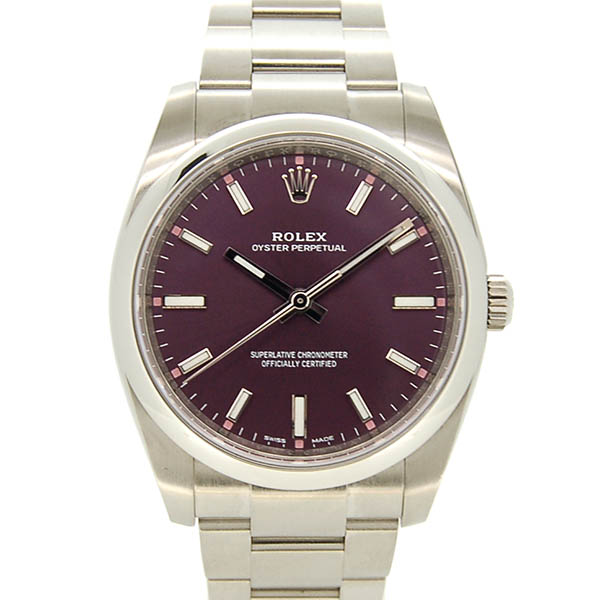 ロレックス　ROLEX　オイスターパーペチュアル　Ref.114200　レッドグレープ　SS　自動巻　34mm　未使用品