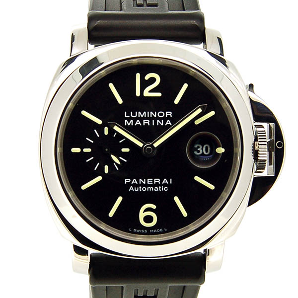 パネライ　PANERAI　ルミノールマリーナ　44mm　PAM00104　自動巻　SS　ブラック　ラバーベルト　M番　USED　中古