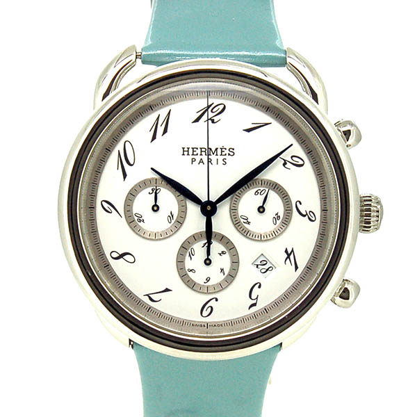 エルメス　HERMES　アルソー 　クロノグラフ　AR4.910　メンズ　自動巻　ホワイト　USED　中古