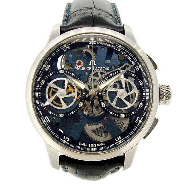 モーリスラクロア　MAURICE LACROIX　マスターピース クロノグラフ スケルトン　MP7128-SS001-400　手巻き　革ベルト　45mm　世界188本限定　USED　中古