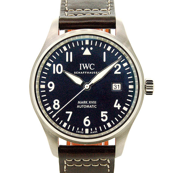 IWC　パイロットウォッチ　マーク18　プティ・プランス　IW327004　ブルー　革ベルト　40mm　USED　中古