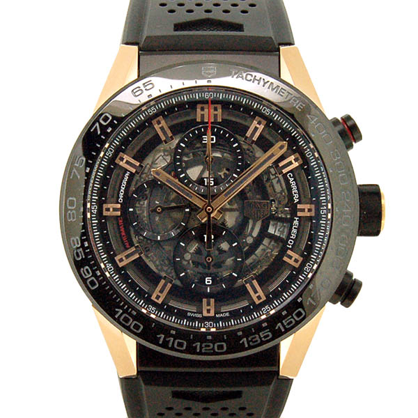 タグホイヤー　TAG HEUER　カレラ クロノグラフ キャリバー ホイヤー01　CAR2A5A.FT6044　ブラック　ラバー　45mm　USED　中古
