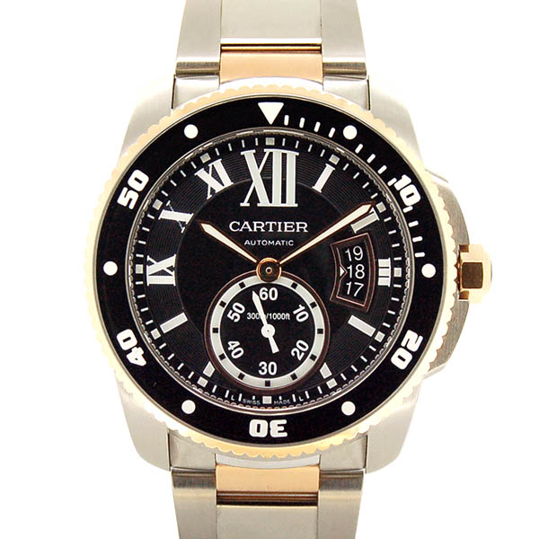 カルティエ　CARTIER　カリブル ドゥ カルティエ ダイバー　W7100054　18KPG×SS　ブラック　42mm　USED　中古