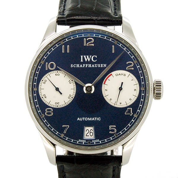 IWC　ポルトギーゼ オートマティック 7デイズ ローレウス　IW500112　世界1000本限定　ブルー　SS　革ベルト　42.3mm　USED　中古