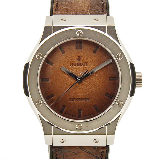 ウブロ　HUBLOT　クラシックフュージョン　ベルルッティ スクリット プラチナム　511.TX.050T.VR.BER16　世界100本限定　ブラウン　ヴェネチアレザー　45mm　USED　中古