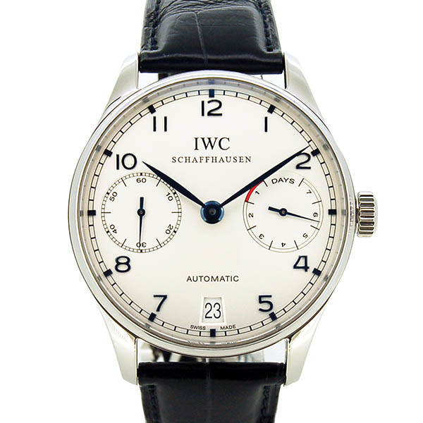 IWC　ポルトギーゼ オートマティック 7デイズ　IW500107　シルバー　青針　SS　革ベルト　USED　中古