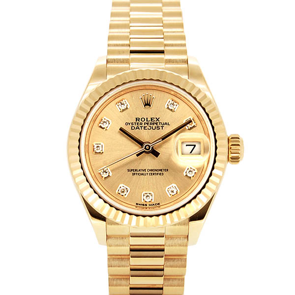 ロレックス　ROLEX　レディ デイトジャスト 28　279178G　シャンパン　18KYG　10Pダイヤ　USED　中古