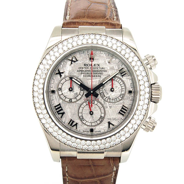 ロレックス　ROLEX　デイトナ　Ref.116589RBR　K18WG　ダイヤベゼル　自動巻き　メテオライト　40mm　革ベルト　M番ルーレット　USED　中古