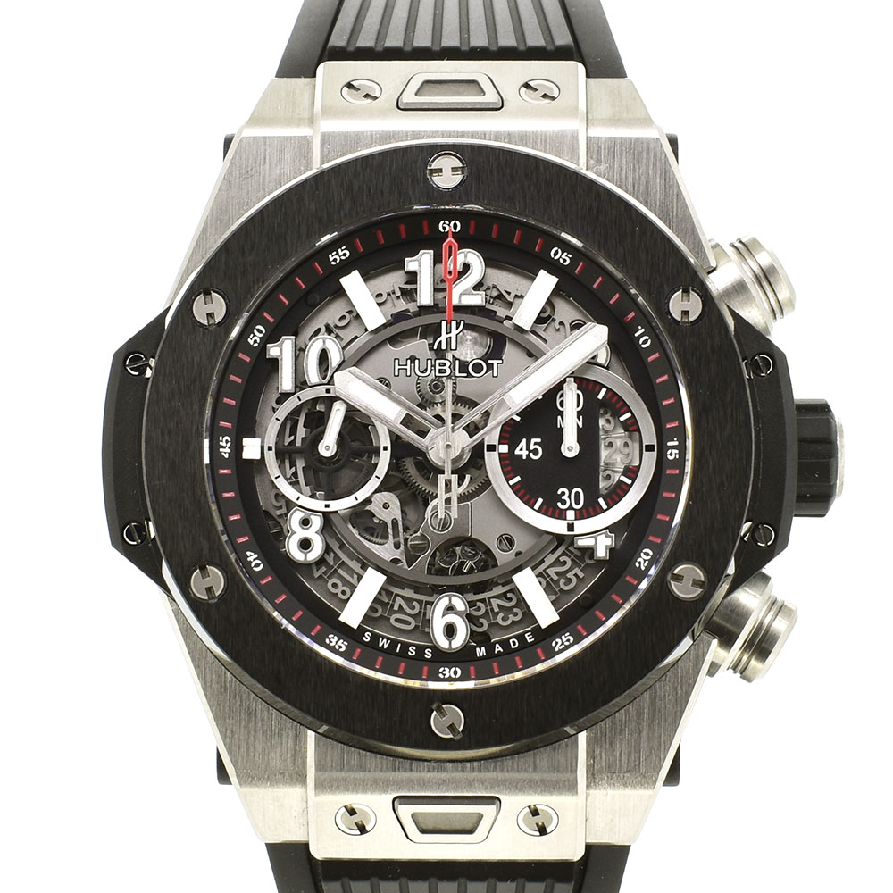 ウブロ　HUBLOT　ビッグバン　ウニコ　チタニウム　セラミック　411.NM.1170.RX　ラバーベルト　USED　中古