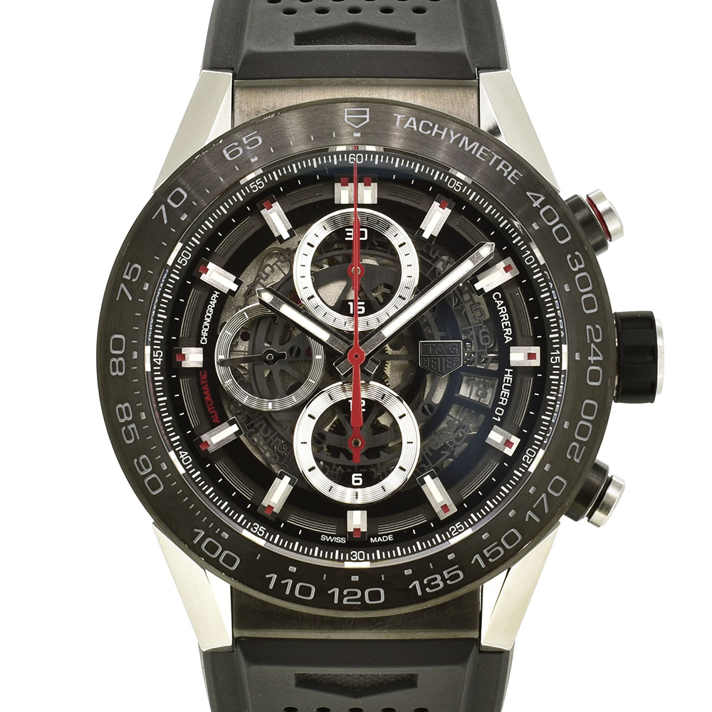 タグホイヤー　TAG HEUER　カレラ キャリバー ホイヤー01　CAR2A1Z.FT6044　ブラック　ラバー　45mm　USED　中古