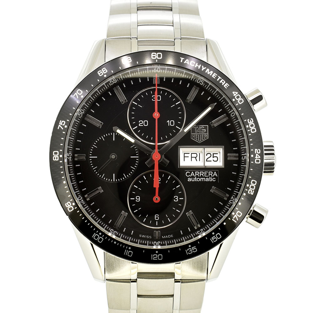 タグホイヤー　TAG HEUER　カレラ クロノグラフ キャリバー１６ デイデイト　CV201AH.BA0725　SS　ブラック　41mm　USED　中古