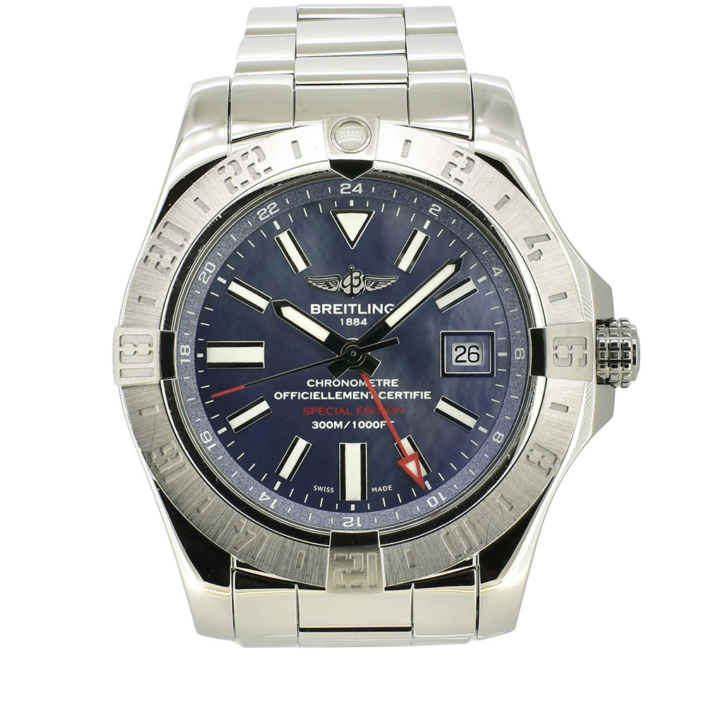 ブライトリング　BREITLING　アベンジャー2 GMT ブルーMOP　A329CMPPSS A32390　日本限定　43mm　SS　USED　中古