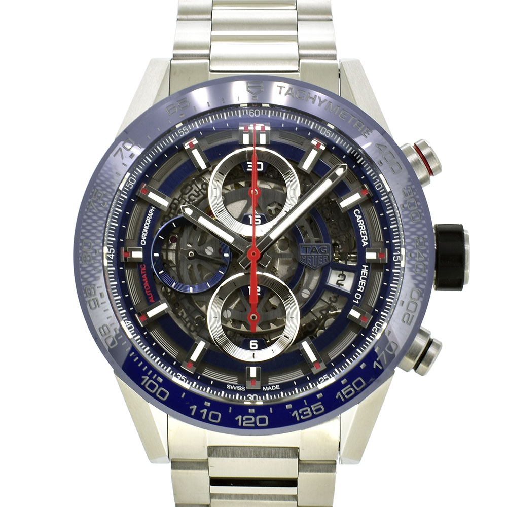 タグホイヤー　TAG HEUER　カレラ　キャリバーホイヤー01　CAR201T.BA0766　43mm　ブルー　USED　中古