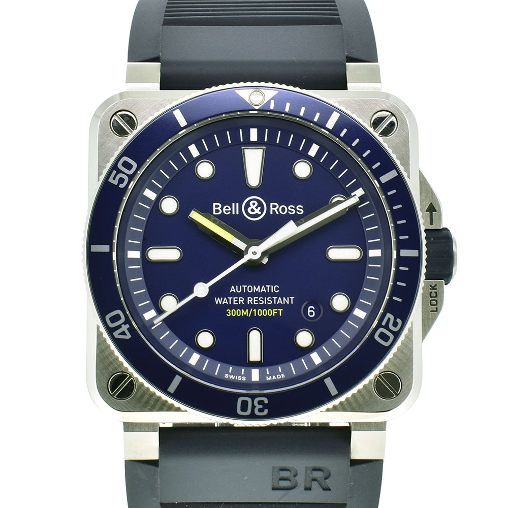 ベル＆ロス　BELL＆ROSS　BR0392-D-BU-ST/SRB　BR03-92　ダイバーブルー　ラバー　42mm　USED　中古