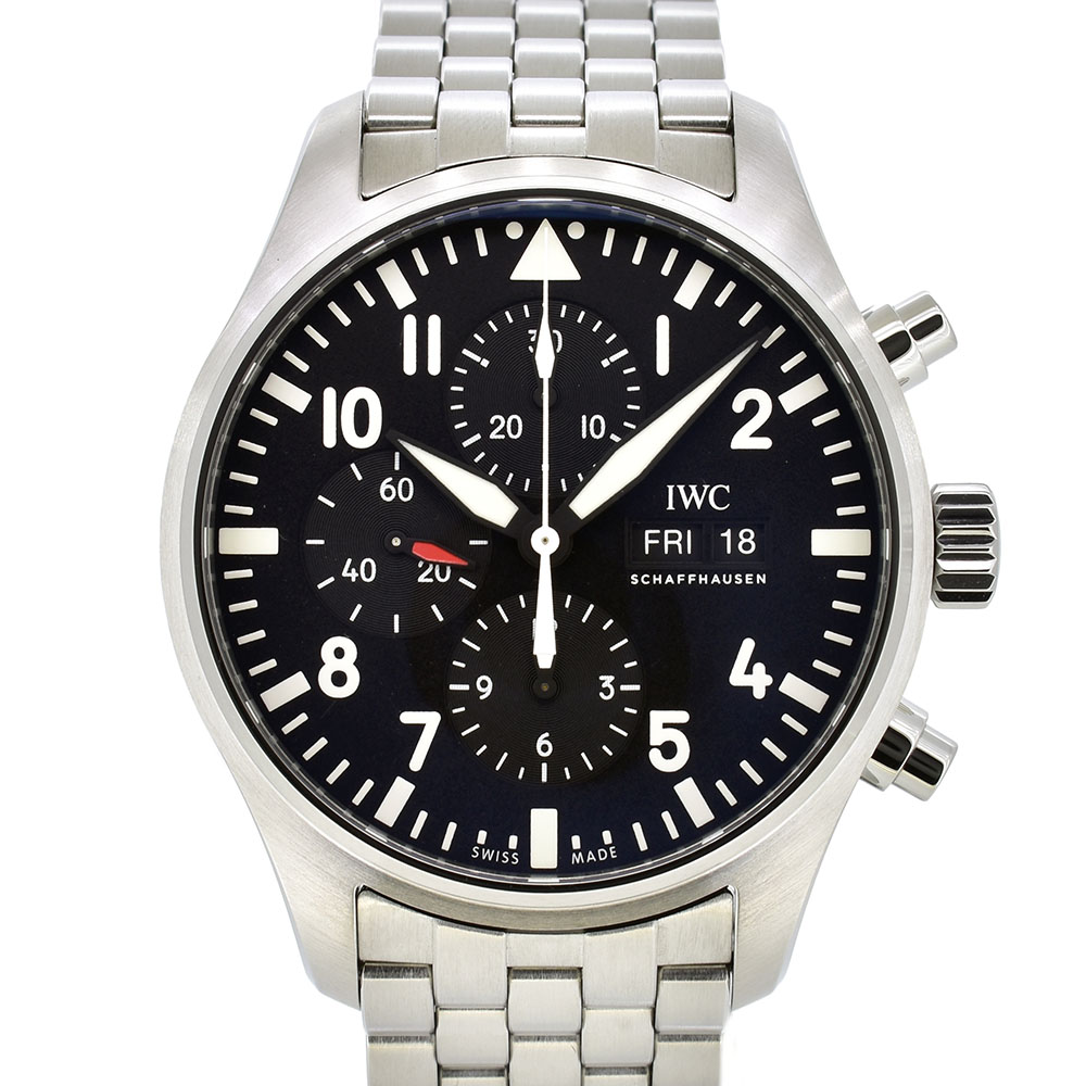 IWC　パイロットウォッチ クロノグラフ　IW377710　デイデイト　SS　ブラック　43mm　自動巻　USED　中古