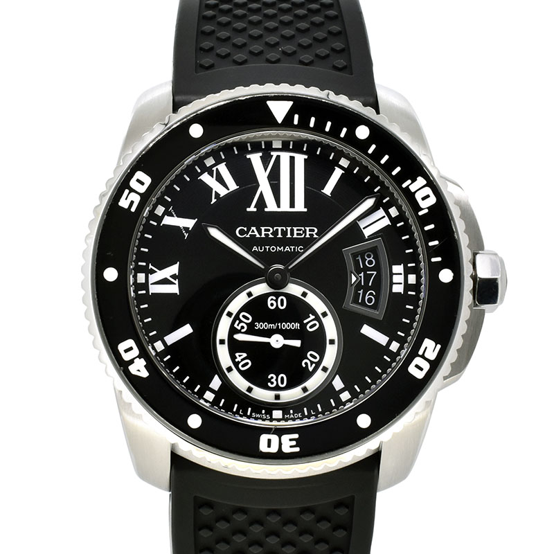 カルティエ　CARTIER　カリブル ドゥ カルティエ ダイバー　W7100056　メンズ　42mm　ブラック　ラバー　USED　中古