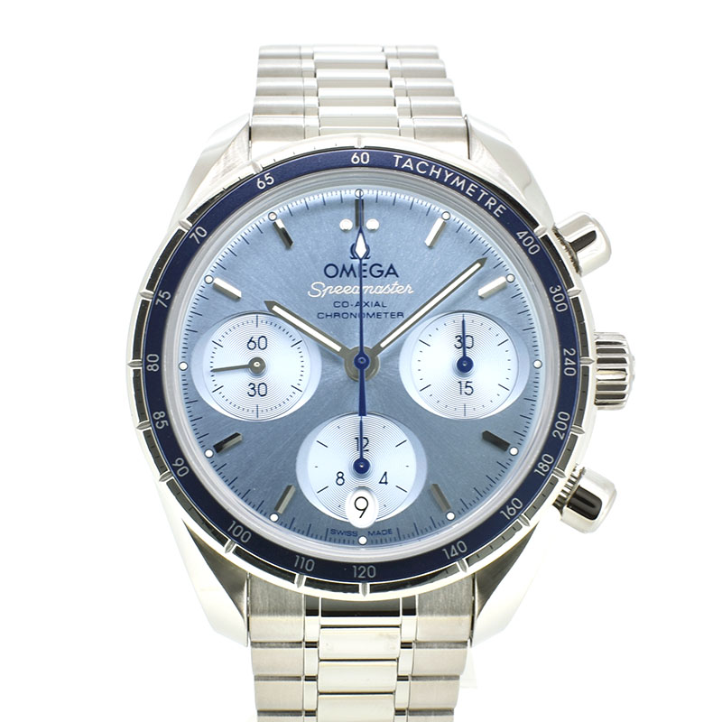 オメガ　OMEGA　スピードマスター 38 コーアクシャル 　324.30.38.50.03.001　SS　38mm　ブルー　USED　中古